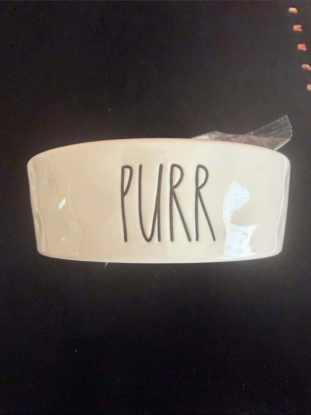 Rae Dunn White 'PURR' Ceramic Pet Bowl